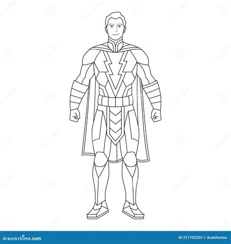 Outline Of A Superhero Cartoon Stock Vector Illustration Of Symbol