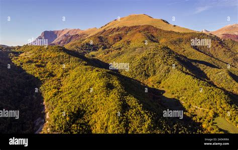 Aerial View Of Sibillini Mountains In Autumn Stock Photo Alamy