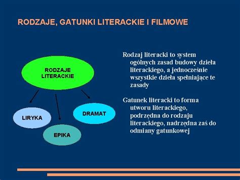 Rodzaje Gatunki Literackie I Filmowe Rodzaj Literacki To