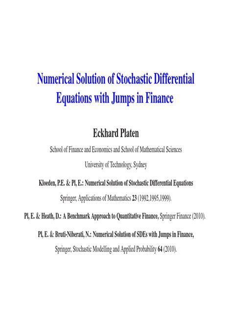 Numerical Solution Of Stochastic Differential Equations With Jumps In