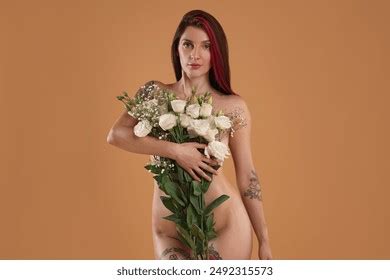 Sexy Nude Woman Bouquet Flowers On Stock Photo Shutterstock