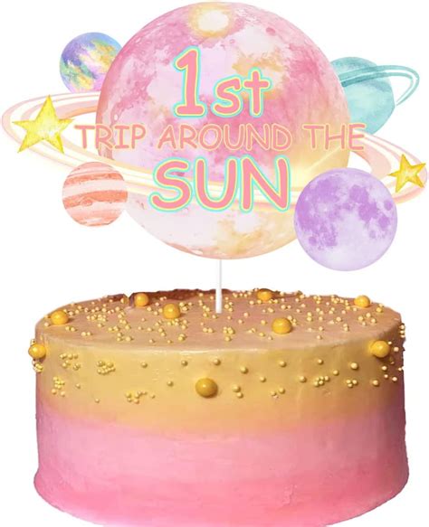 First Trip Around The Sun Birthday Cake Topper Outer Space Planet Cake