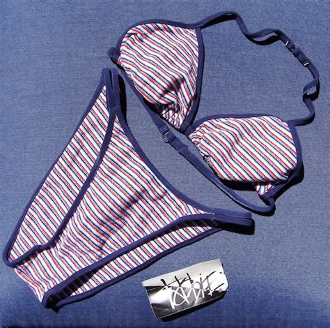 90 S Hobie Red White And Blue String Bikini Gem