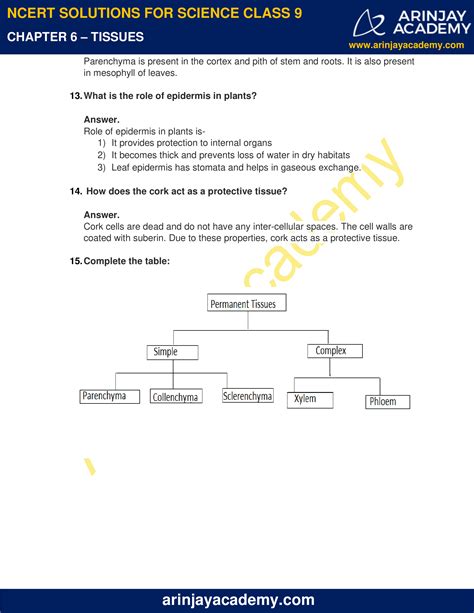 Ncert Solutions For Class Science Chapter Tissues