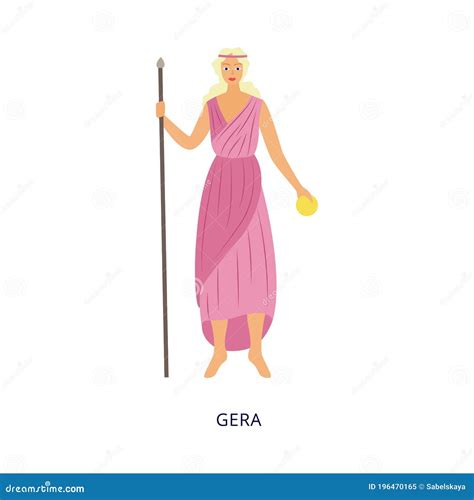 Gera Or Hera Greek Or Roman Goddess Flat Vector Illustration Isolated