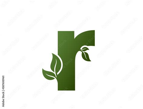 Green Lowercase Letter R With Leaves Icon Creative Eco Logo Nature