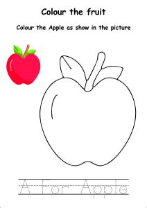 Colour the Fruits - Apple Coloring worksheet for Preschool,Kindergarten ...