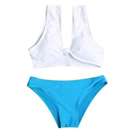 Maillot De Bain Bikini Fendu Imprimé Belle Et Sexy Pour Femme Blanc Blanc Cdiscount Prêt à Porter