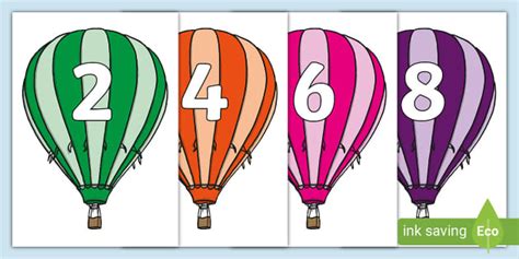 Counting In S On Hot Air Balloons Stripes Display Activity