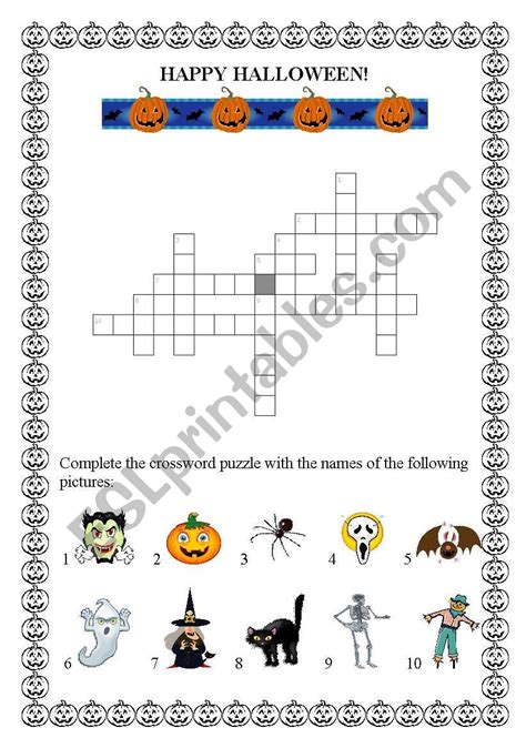 halloween crossword puzzle esl worksheet  sole