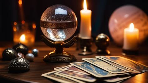 Premium Ai Image Close Up Shot Of Tarot Cards And Magic Crystal Ball