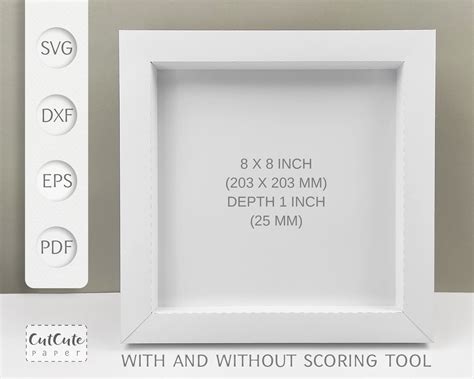 Shadow Box Frame 8x8 Inch Svg Template With And Without Etsy Australia