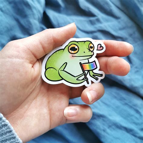 Cute Rainbow Pride Flag Frog Stickers Lgbtq Pride Art Etsy