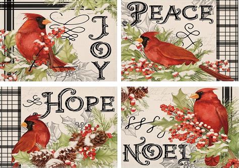 Rdsfhsp Red Cardinals Merry Christmas Placemats Set Of X Inches