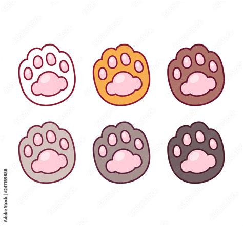 Cartoon cat paw prints set Stock Vector | Adobe Stock