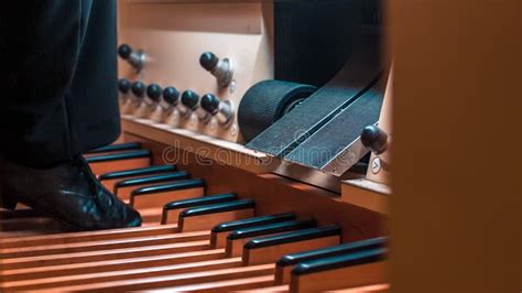 Organist Works The Foot Pedals Of A Pipe Organ Stock Footage Video Of