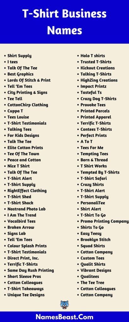 650 T Shirt Business Names And Company Names