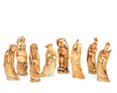 Bonhams A Carved Ivory Set Of The Eight Daoist Immortals Late Qing