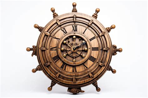 Premium Photo Maritime Ship Wheel Clock Isolated On Transparent