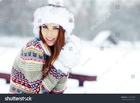 Beautiful Brunette Hair Girl Winter Clothes Stock Photo Shutterstock