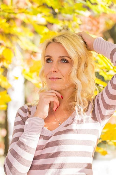 Blonde Woman Park Stock Image Image Of Attractive Model