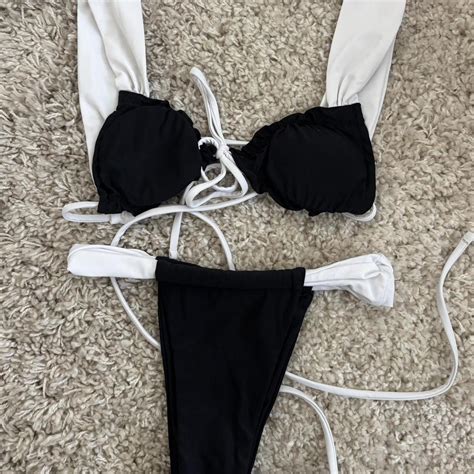 Black And White Bikini Size Xs No Brand And Padding Depop