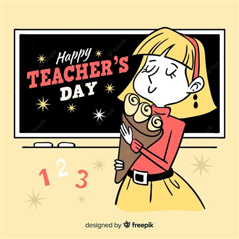 Premium Vector Teachers Day Concept With Hand Drawn Background