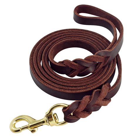 Genuine Leather Dog Leash Dogs Long Leashes Braided Pet Walking