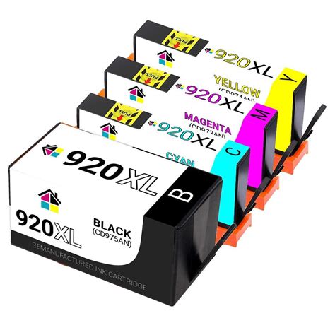 Hp 920xl High Yield Remanufactured Ink Cartridges 4pk 1ea Bcmy Combo
