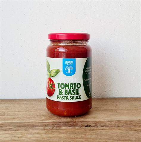 Tomato And Basil Pasta Sauce Glass And Brown Paper
