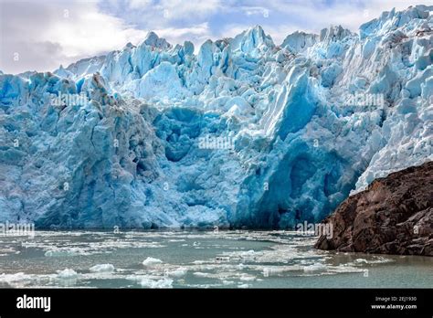 The terminus of the Grey Glacier in Torres del Paine National Park in ...