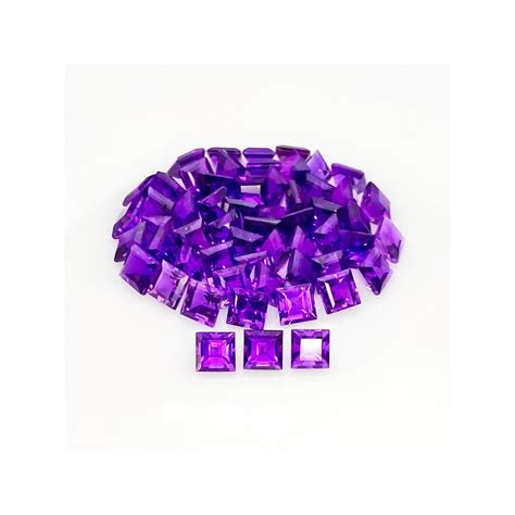 African Amethyst Mm Step Cut Square Aa Grade Gemstones Parcel