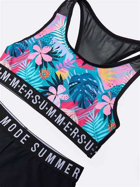 LCW Kids Siyah Baskılı Kız Çocuk Bikini S33957Z4 CVL LCW