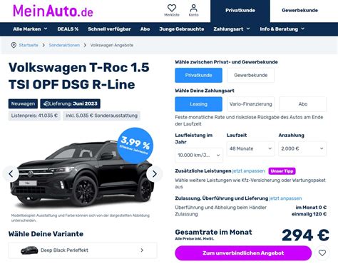 VW T Roc im Leasing für 294 im Monat brutto ntv Autoleasing