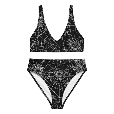 Goth Bikini Set Spiderweb Swimwear Alternative Swimset Etsy