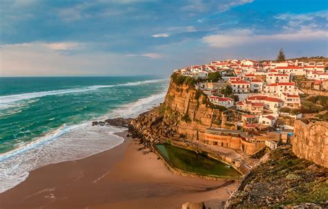 Wallpaper sea, wave, the sky, landscape, home, roof, Portugal images for desktop, section ...