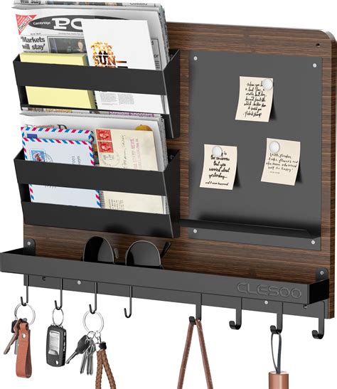 Clesoo Key And Mail Holder For Wall Mount 8 Key Hooks