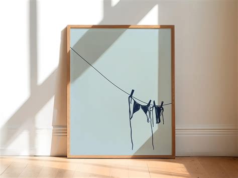 Blue Bikini Art Print Bathing Suit Poster Beachy Prints Blue Poster Coastal Cowgirl Wall Art