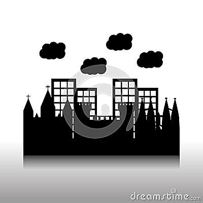 Barcelona Architecture Skyline Cityscape With Famous Landmarks Cartoon Vector | CartoonDealer ...