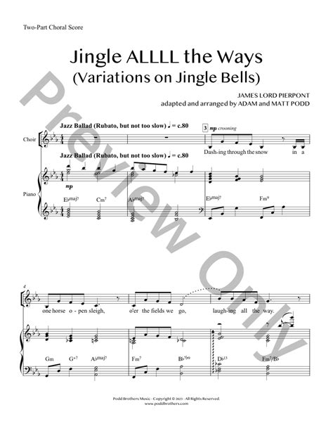 Jingle Allll The Ways Two Part By James L J W Pepper Sheet Music