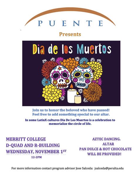 Memorialize Your Loved Ones at Puente’s Dia de los Muertos, Nov. 1