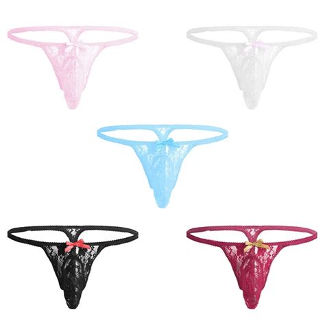 HERREN SPITZE STRING Tanga Bikini Slip Transparent Thong Sissy Pouch