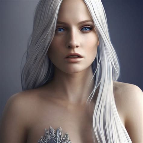 Ultra Realistic Full Body Portrait Of A Real Perfect Beautiful Blonde Female Long Silver Dress