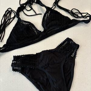 Robin Piccone Swim Robin Piccone Black Mesh Strip Halter Black Bikini Poshmark