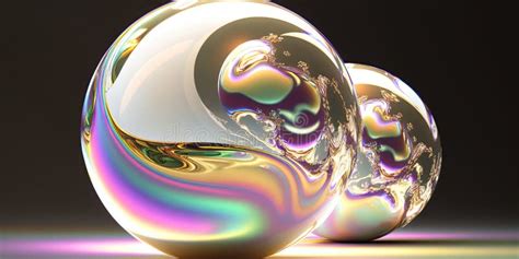 Abstract Pearlescent Glass Marble Ball With Shiny Iridescent Colors Glowing Orb Luxury Beauty