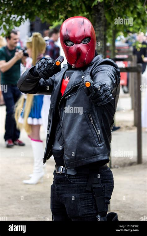 Red Hood Cosplay - MCM Comic Con - London Excel Stock Photo - Alamy