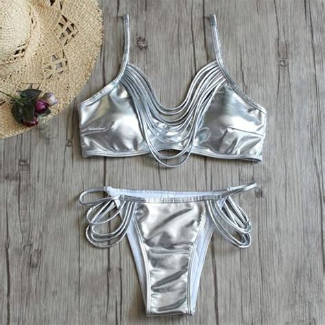 WORCSDJA Gold Stamping Bikini Set Gepolsterte Frauen Badeanzug Push Up