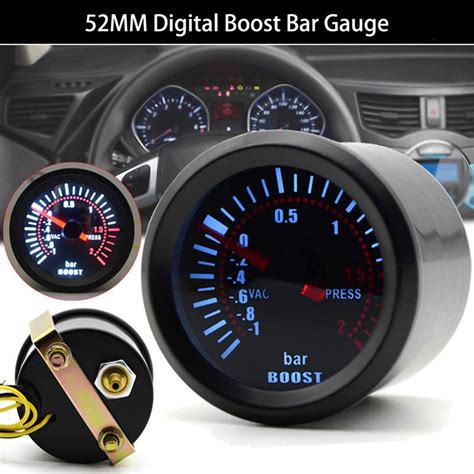 Mm Blue Led Smoke Face Car Auto Bar Turbo Boost Gauge Meter