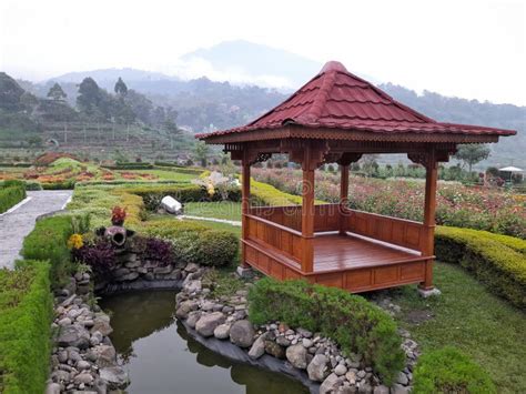 Wooden Gazebo in a Beautiful Garden, Top View Images Stock Photo - Image of home, mountain ...