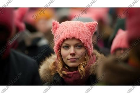 Woman Pink Pussy Hats